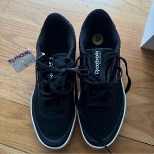 REEBOk Women’s Club C Double Geo Black Leather Platform Sneakers Shoes Sz 9 NEW